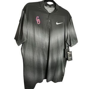 NIKE Dri Fit Tiger Woods Collection GO Black Gray Polo Men's NEW Size Medium